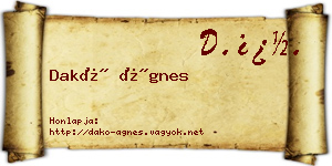 Dakó Ágnes névjegykártya